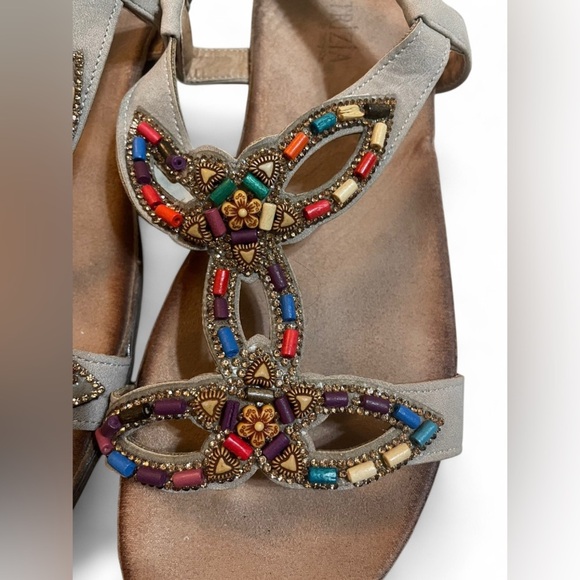 Patrizia Volcanic Slingback Sandal Multicolor Wooden Beads Rhinestones Sz 41 - Picture 2 of 7